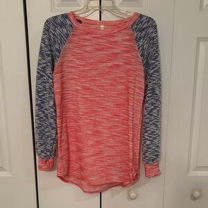 Cool Melon Women's Long Sleeve Raglan Tee - Red and Blue